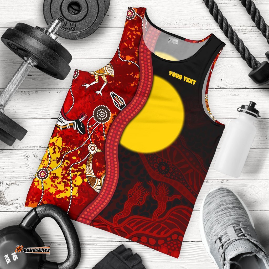 Custom Aboriginal Men's Tank Top - Red Indigenous Flag