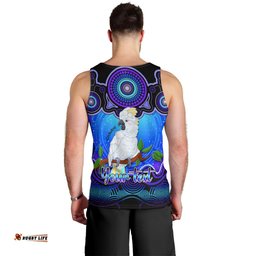 Personalised Australia Libra Cockatoo Zodiac Men Tank Top Auz Astrology Aboriginal - Blue