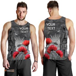 (Custom Personalised) Remembrance Day Men Tank Top Soldier Australian Army Rising Sun With Red Poppy