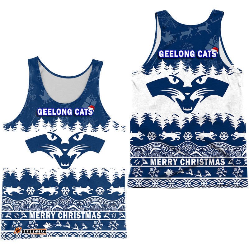 Geelong Cats Unique Winter Season Men Tank Top Cats Merry Christmas
