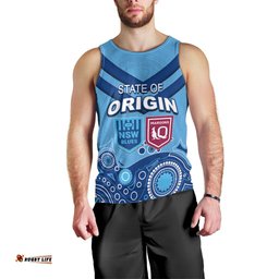 Custom State of Origin NSW Blues Vs QLD Maroon Rugby Men Tank Top Blue Style