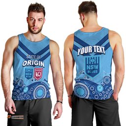 Custom State of Origin NSW Blues Vs QLD Maroon Rugby Men Tank Top Blue Style