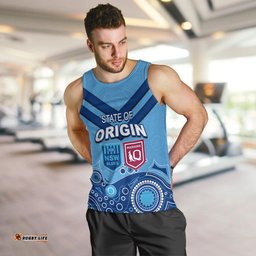 Custom State of Origin NSW Blues Vs QLD Maroon Rugby Men Tank Top Blue Style