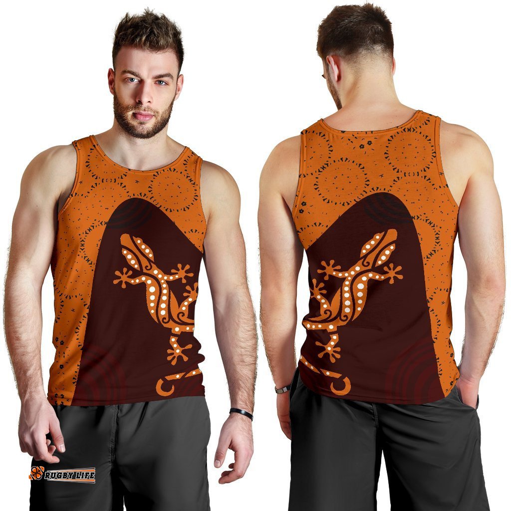 Aboriginal Men's Tank Top - Lizard in Aboriginal Dreaming