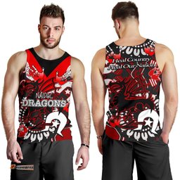Naidoc St. George Illawarra Dragons Men's Tank Top Naidoc Patterns Black Style