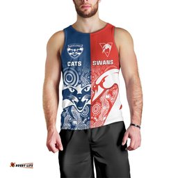 Personalised Swans And Cats Football Men Tank Top Sydney Mix Geelong Indigenous