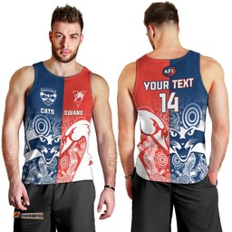 Personalised Swans And Cats Football Men Tank Top Sydney Mix Geelong Indigenous