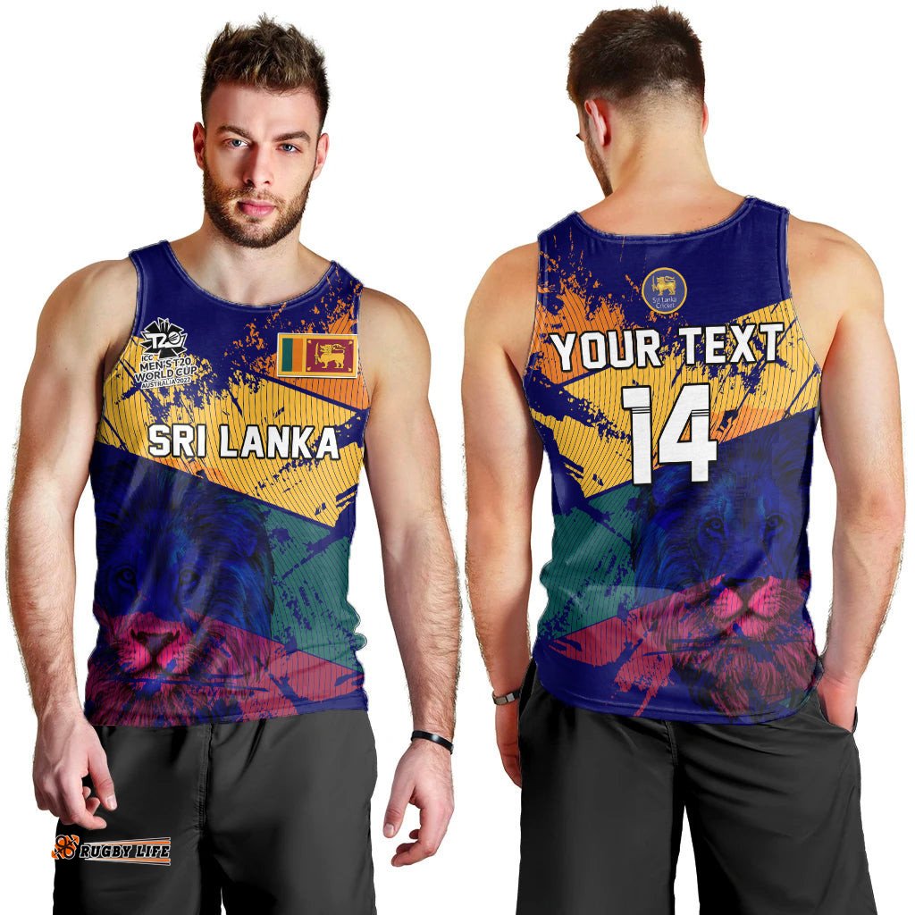 (Custom Text And Number) Sri Lanka Cricket Men Tank Top The Lions Mens T20 World Cup