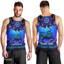 Personalised Australia Capricorn Goanna Zodiac Men Tank Top Auz Astrology Aboriginal - Blue