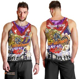 Personalised Storm ANZAC Day Men Tank Top Aboriginal Rising Sun