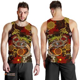 Aboriginal Men's Tank Top , Kangaroo and Lizard Dot Painting Art
