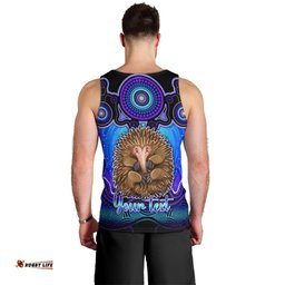 Personalised Australia Virgo Echidna Zodiac Men Tank Top Auz Astrology Aboriginal - Blue