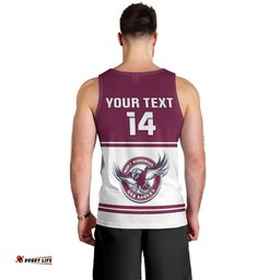 Personalised Sea Eagles Rugby Men Tank Top Manly Warringah White Sporty Style