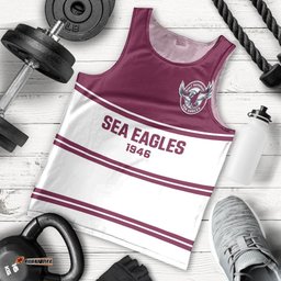 Personalised Sea Eagles Rugby Men Tank Top Manly Warringah White Sporty Style