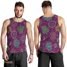 Men Tan Top - Aboriginal Turtle Purple Australia Dot Patterns