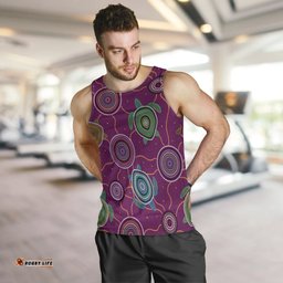 Men Tan Top - Aboriginal Turtle Purple Australia Dot Patterns