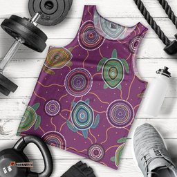 Men Tan Top - Aboriginal Turtle Purple Australia Dot Patterns