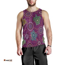 Men Tan Top - Aboriginal Turtle Purple Australia Dot Patterns