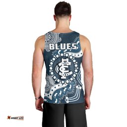 Carlton Football Men Tank Top Blues 1864 Boomerang Indigenous Artsy