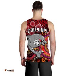 Dolphins Rugby Men Tank Top Aboriginal Dots Verion