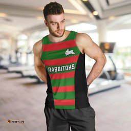 Rabbitohs Rugby Men Tank Top Go Souths 1908 Sporty Style Black