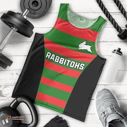 Rabbitohs Rugby Men Tank Top Go Souths 1908 Sporty Style Black
