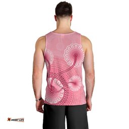 Australia Indigenous Men Tank Top Breast Cancer Ribbon Aboriginal Art - Pink