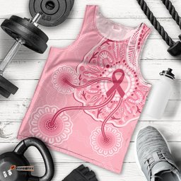 Australia Indigenous Men Tank Top Breast Cancer Ribbon Aboriginal Art - Pink