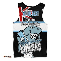 Cronulla-Sutherland Sharks Men Singlet - Happy Australia Day We Are One And Free V2