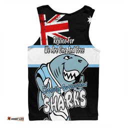 Cronulla-Sutherland Sharks Men Singlet - Happy Australia Day We Are One And Free V2