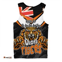 Wests Tigers Men Singlet - Happy Australia Day We Are One And Free