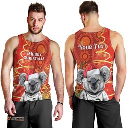 Personalised Australia Koala Christmas Men Tank Top Aboriginal Art With Golden Wattle