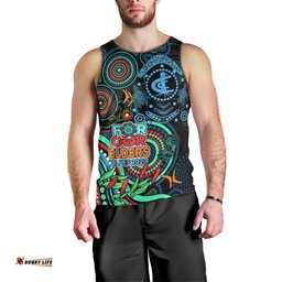 Carlton Blues Football Aboriginal Art Men Tank Top NAIDOC Indigenous Tribal