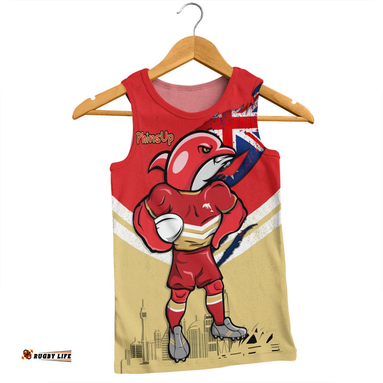 Redcliffe Dolphins Men Singlet Custom For Die Hard Fan Australia Flag Scratch Style
