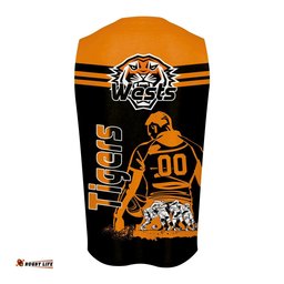 Wests Tigers Oneck Tank Top Personalized Pentagon Style- NRL