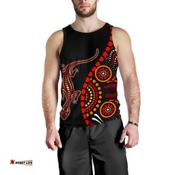 Aboriginal Men's Tank Top - Aboriginal Lizard With Dot Painting Patterns