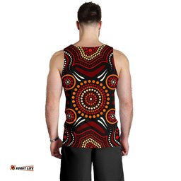 Aboriginal Men's Tank Top - Aboriginal Lizard With Dot Painting Patterns