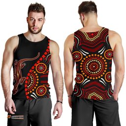 Aboriginal Men's Tank Top - Aboriginal Lizard With Dot Painting Patterns