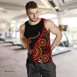 Aboriginal Men's Tank Top - Aboriginal Lizard With Dot Painting Patterns