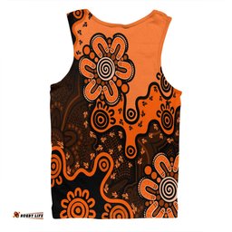 Australia Men Singlet Aboriginal Style Of Background Blue Grey, Orange