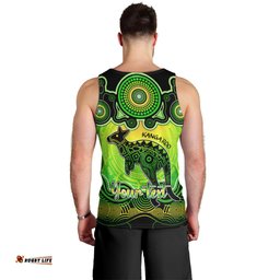 Personalised Australia Aries Kangaroo Zodiac Men Tank Top Auz Astrology Aboriginal - Green