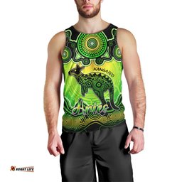 Personalised Australia Aries Kangaroo Zodiac Men Tank Top Auz Astrology Aboriginal - Green