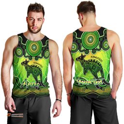 Personalised Australia Aries Kangaroo Zodiac Men Tank Top Auz Astrology Aboriginal - Green