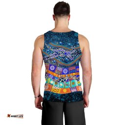 Australia Indigenous Men Tank Top -  Dot Painting Art -