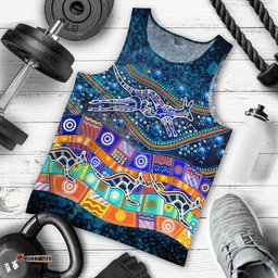 Australia Indigenous Men Tank Top -  Dot Painting Art -