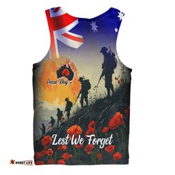 Australia Custom Men Singlet -  Anzac Day Soldiers With Australia Flag