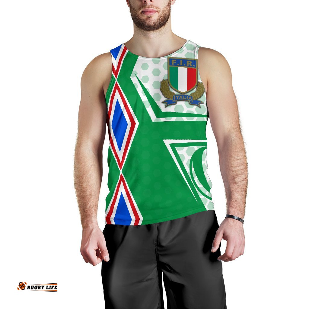Italy Rugby Men's Tank Top Gli Azzurri Vibes - Green