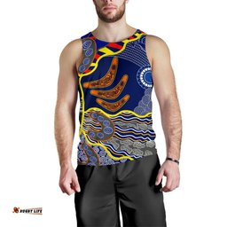 Aboriginal Men's Tank Top, Australian Boomerang Dot Painting Art