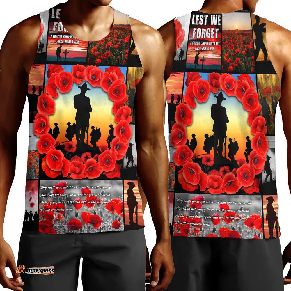 Vibe Hoodie Clothing - Anzac Day Lest We Forget Banner Men Tank Top