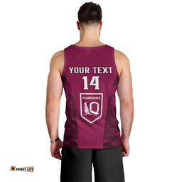 Personalised QLD Rugby Men Tank Top Go Maroons Camouflage Sporty Style